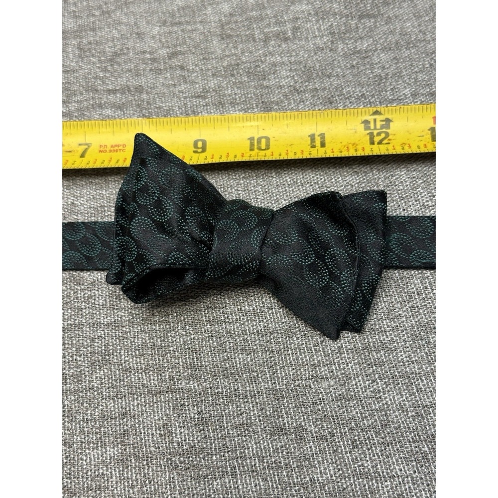 Neiman Marcus Mens Black Green Bow Tie Adjustable Pattern